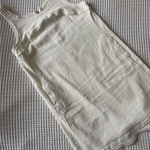 Cream Sleeveless Stretch Denim Dress